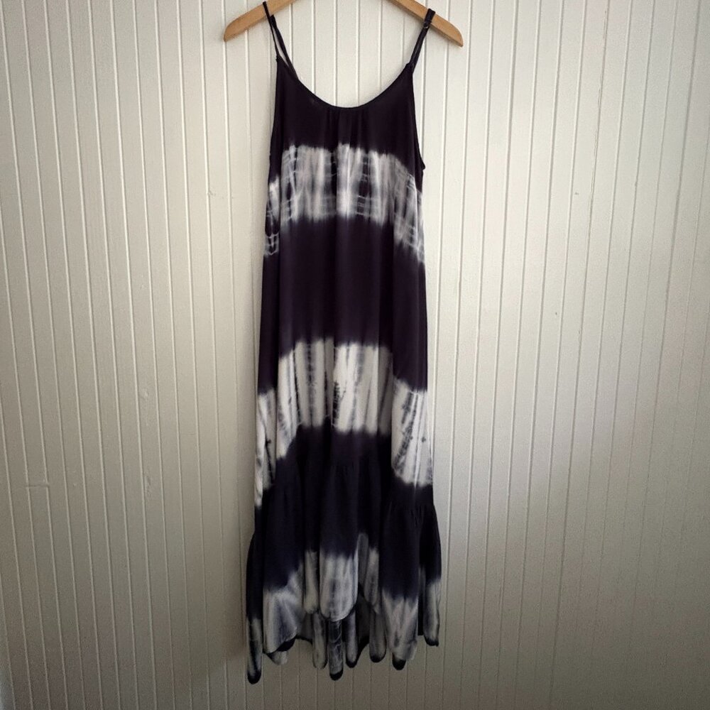 USA Made Navy Blue Shibori Tie-Dye Maxi Dress